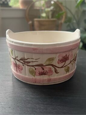Vintage 80s Secla Floral Barrel Home Decor